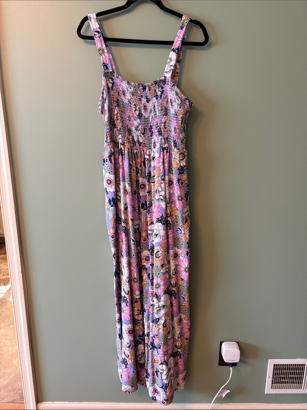 Floral Smocked Maxi Jumpsuit - Pink Multi